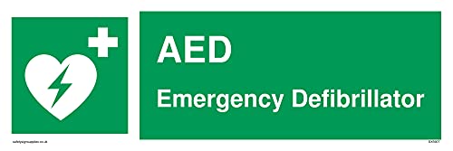 AED Notfall-Defibrillator mit Herz-Defibrillator-Symbol, 300 x 100 mm, L31 von Viking Signs