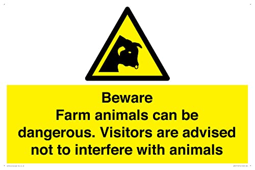 Beware Farm animals can be dangerous Besucher werden empfohlen, nicht mit Tieren zu stören. Schild – 6. von Viking Signs