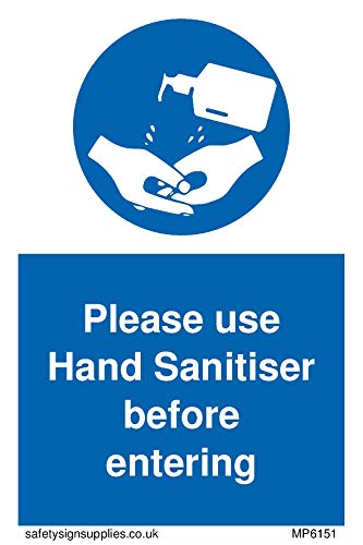 Viking Signs Sicherheitsschild aus Vinyl/Aufkleber, Blau, Wandmontage, Handdesinfektionsmittel, Verkehr, Warnung von Viking Signs