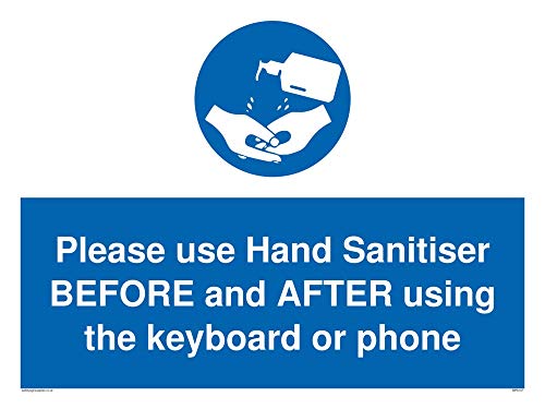 Bitte verwenden Sie das Händedesinfektionsmittel vor und nach der Verwendung der Tastatur oder des Telefons. von Viking Signs