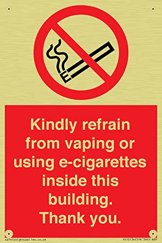Bitte verzichten Sie auf das Vaping oder die Verwendung von E-Zigaretten in diesem Gebäude. Vielen Dank. Schild – 100 x 150 m von Viking Signs