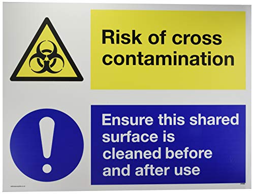 Duales Zeichen Risiko von Kreuzkontamination. Stellen Sie sicher, dass diese geteilte Oberfläche vor und nach Gebrauch gereinigt wird von Viking Signs
