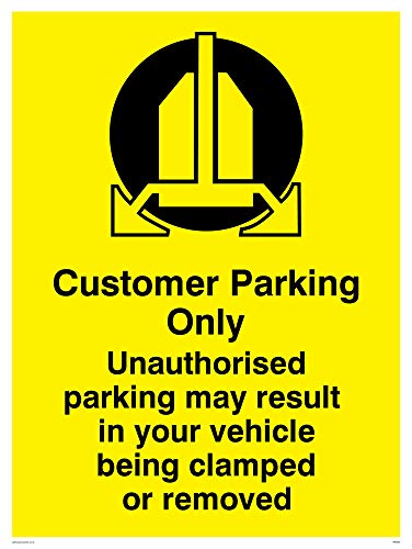 Englisches Schild „Customer Parking Cars may be clamped“ von Viking Signs