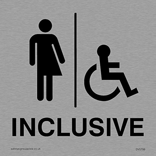 Viking Signs Geschlechtsneutrale Toilette/Toilette für Menschen mit Behinderungen - Edelstahl, Schwarz, Toilettenschild, Modern, Inklusiv, Funktional von Viking Signs