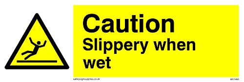 L15 Schild mit Aufschrift"Caution Slippery When Wet", 150 x 50 mm, 5 Stück von Viking Signs