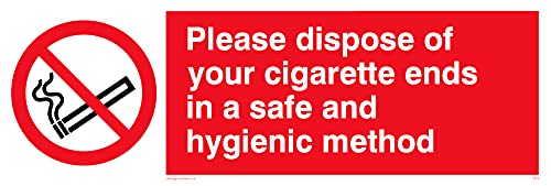 L15 Schild mit Aufschrift"Dispose Of Cigarette Ends Safe And Hygienic", 150 x 50 mm, 5 Stück von Viking Signs