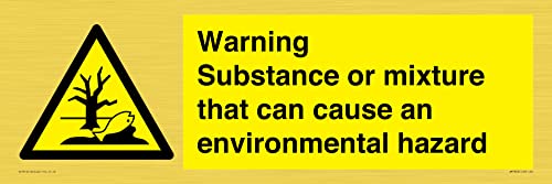 L62 Hinweisschild mit Aufschrift"Warning Substance or blend that can cause an environmental hazard", 600 x 200 mm von Viking Signs