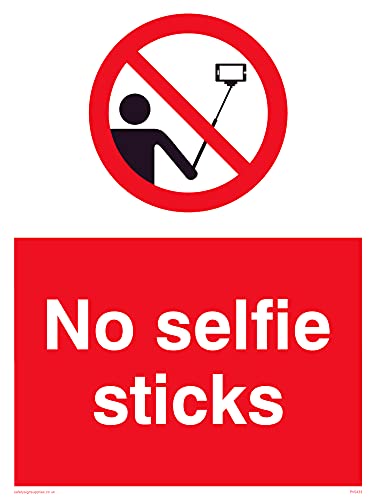 No Selfie Sticks Schild, 150 x 200 mm, A5P, 5 Stück von Viking Signs