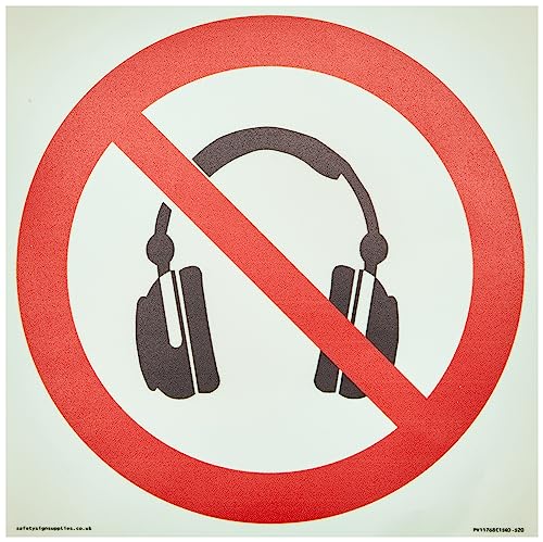 P917 Prohibition: No headphones Schild – 200 x 200 mm – S20 von Viking Signs