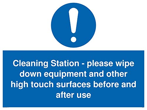 Reinigungsstation – Bitte wischen Sie Ausrüstung und andere Oberflächen vor und nach dem Gebrauch ab. von Viking Signs