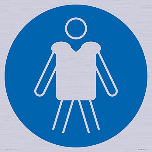 S40 Schild mit englischer Aufschrift "Wear personal flotation devices", 400 x 400 mm von Viking Signs