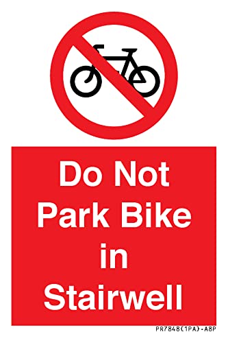 Schild "Do Not Park Bike in Stairwell", 50 x 75 mm, A8P von Viking Signs