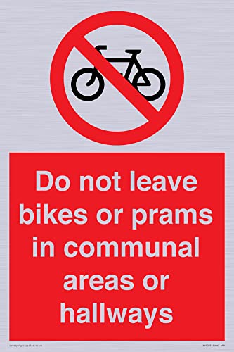 Schild"Do not leave bikes or prams in communal areas or hallways", 200 x 300 mm, A4P von Viking Signs