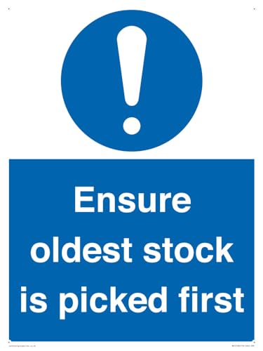 Schild "Ensure Oldest Stock Is Picked First", 300 x 400 mm, A3P von Viking Signs