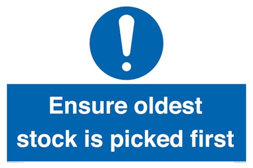 Schild "Ensure Oldest Stock Is Picked First", 600 x 400 mm, A2L von Viking Signs