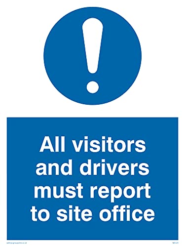 Schild mit Aufschrift „Visitors & Drivers To Office“, 150 x 200 mm, A5P, 5 Stück von Viking Signs