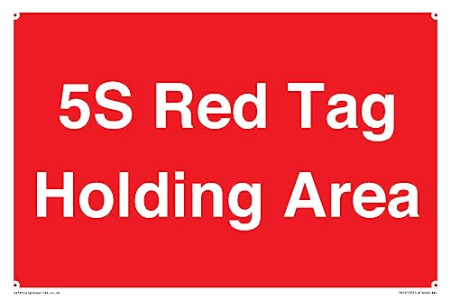 Schild mit Aufschrift "5S Holding Area", 300 x 200 mm, A4L, Rot von Viking Signs