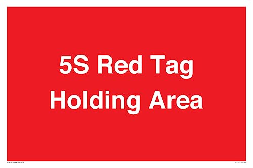 Schild mit Aufschrift "5S Holding Area", 600 x 400 mm, A2L, Rot von Viking Signs