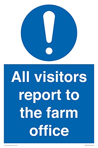 Schild mit Aufschrift "All visitors report to the farm office", 200 x 300 mm, A4P von Viking Signs