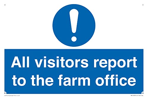 Schild mit Aufschrift "All visitors report to the farm office", 300 x 200 mm, A4L von Viking Signs