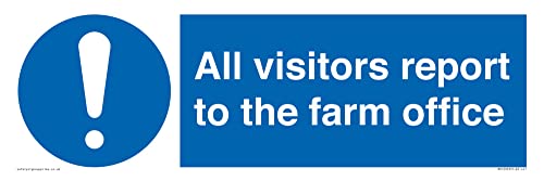 Schild mit Aufschrift "All visitors report to the farm office", 450 x 150 mm, L41 von Viking Signs