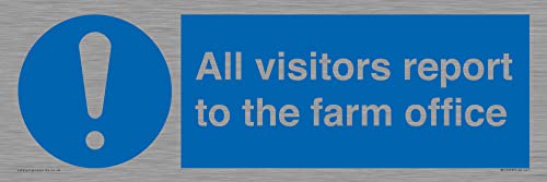Schild mit Aufschrift "All visitors report to the farm office", 450 x 150 mm, L41 Schild mit Aufschrift "All visitors report to the farm office", 450 x 150 mm, L41 von Viking Signs