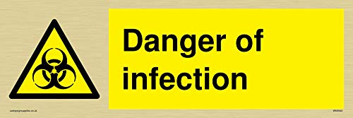 Schild mit Aufschrift "Danger of Infektion", Vinyl, goldfarben von Viking Signs