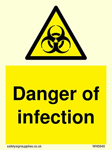 Schild mit Aufschrift "Danger of Infektion", Vinyl, nachleuchtender Aufkleber von Viking Signs