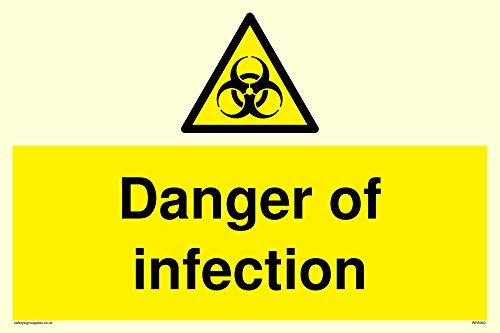 Schild mit Aufschrift "Danger of Infektion", Vinyl, nachleuchtender Aufkleber von Viking Signs