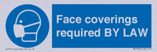 Schild mit Aufschrift "Face Coverings required by Law", 150 x 50 mm, L15 von Viking Signs