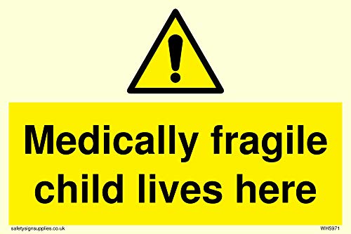 Schild mit Aufschrift "Medical fragile child lives here", Vinyl, nachleuchtender Aufkleber von Viking Signs