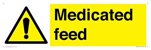 Schild mit Aufschrift "Medicated Feed", 450 x 150 mm, L41 von Viking Signs