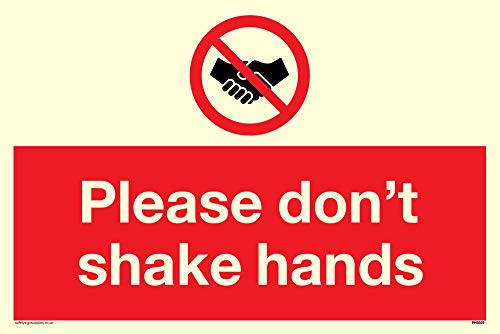 Schild mit Aufschrift "Please Don't Shake Hands", Vinyl, nachleuchtender Aufkleber von Viking Signs