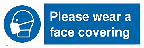Schild mit Aufschrift"Please wear a face covering", 300 x 100 mm, L31 von Viking Signs