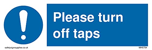 Schild mit der Aufschrift "Please turn off taps with General obligatory", 150 x 50 mm, L15 von Viking Signs