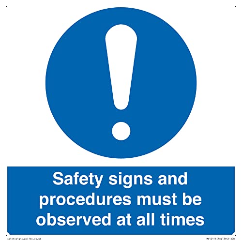 Sicherheitsschild "Safety s and procedures must be obachten at all times" – 200 x 200 mm – S20 von Viking Signs