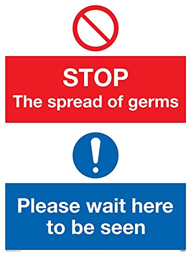 „Stop Germs Please wait here to be see“-Schild, Vinyl/Aufkleber von Viking Signs