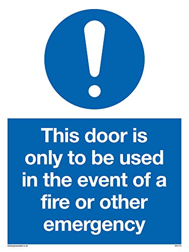 Viking Schilder MA5724-A5P-V Schild "This Door Is Only To Be Used In The Event Of A Fire Or Other Emergency", Vinyl, 200 mm H x 150 mm B von Viking Signs