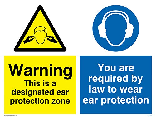 Viking Schilder cp267-a3l-3 m "Achtung Dies ist ein Ohr Schutz Zone, Sie sind Gesetzlich verpflichtet zu tragen-Schutz" Zeichen, 3 mm Kunststoff starr, 400 mm H x 300 mm W von Viking Signs