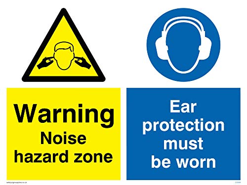 Viking Schilder cp268-a3l-3 m "Warning Hazard Zone, Protection must be worn" Zeichen, 3 mm Kunststoff starr, 400 mm H x 300 mm W von Viking Signs