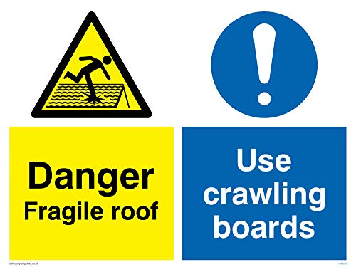 Viking Schilder cv610-a3l-3 m "Danger Fragile Dach, Verwendung kriechen Boards" Zeichen, 3 mm Kunststoff starr, 400 mm H x 300 mm W von Viking Signs