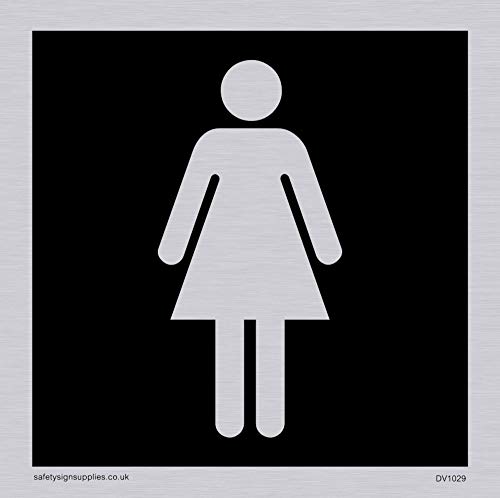 Viking Schilder dv1029-s85-sv weiblich WC-Symbol – WC-Türschild, negative schwarz Text, Vinyl silber Aufkleber, 85 mm H x 85 mm w Viking Schilder dv1029-s85-sv weiblich WC-Symbol – WC-Türschild, negative schwarz Text, Vinyl silber Aufkleber, 85 mm H x 85 mm w von Viking Signs