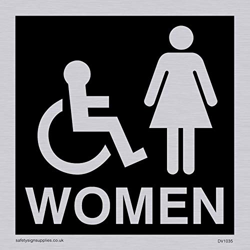 Viking Schilder dv1035-s85-s "Frauen WC-Türschild, negative schwarz Text, Kunststoff Halbstarre Silber, 85 mm H x 85 mm w Viking Schilder dv1035-s85-s "Frauen WC-Türschild, negative schwarz Text, Kunststoff Halbstarre Silber, 85 mm H x 85 mm w von Viking Signs