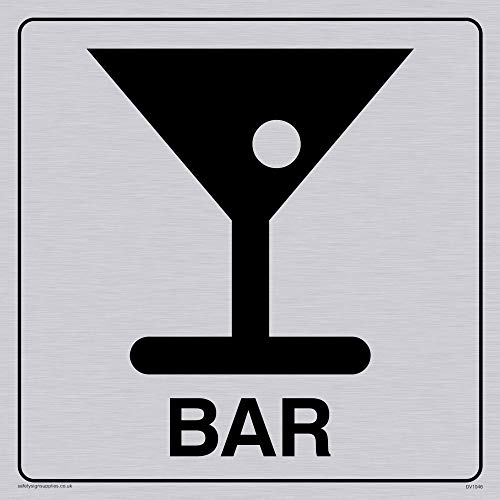 Viking Schilder dv1046-s15-sv "Bar" Sign, Positive Schwarz Text mit Bordüre, Vinyl silber Aufkleber, 150 Mm H x 150 mm W Viking Schilder dv1046-s15-sv "Bar" Sign, Positive Schwarz Text mit Bordüre, Vinyl silber Aufkleber, 150 Mm H x 150 mm W von Viking Signs