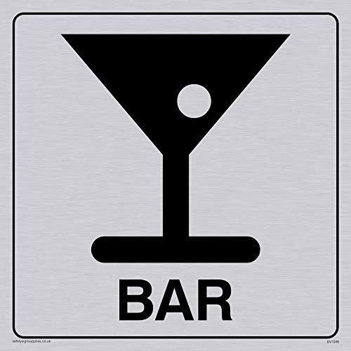 Viking Schilder dv1046-s15-sv "Bar" Sign, Positive Schwarz Text mit Bordüre, Vinyl silber Aufkleber, 150 Mm H x 150 mm W von Viking Signs