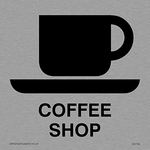 Viking Schilder dv758-s85-ms "Coffee Shop Sign, Positive Schwarz Text, 1 mm Edelstahl, 85 mm H x 85 mm w Viking Schilder dv758-s85-ms "Coffee Shop Sign, Positive Schwarz Text, 1 mm Edelstahl, 85 mm H x 85 mm w von Viking Signs