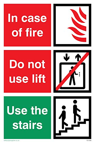 Viking Schilder fv1350-a4p-v "in Case of Fire; nicht verwenden Lift, benutzen Sie die Treppen" Zeichen, Vinyl, 300 mm H x 200 mm W von Viking Signs