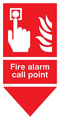 Viking Schilder fv342-p12-v "FIRE ALARM Call Point" Zeichen, Alarm Button und Flammen mit Pfeil, Vinyl-/Aufkleber, 100 mm H x 200 mm W von Viking Signs