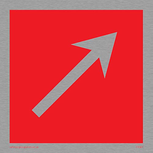 Viking Schilder fv361-s85-ms Diagonal Fire Equipment Pfeil Schild, 1 mm Edelstahl, 85 mm H x 85 mm w von Viking Signs