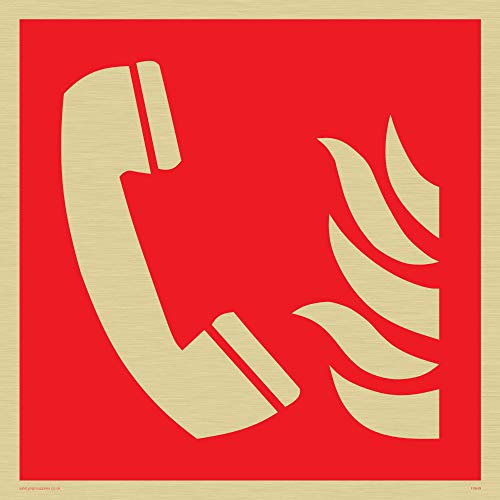 Viking Schilder fv649-s40-gv Fire Phone Symbol Zeichen, Gold, Vinyl, 400 mm H x 400 mm W von Viking Signs